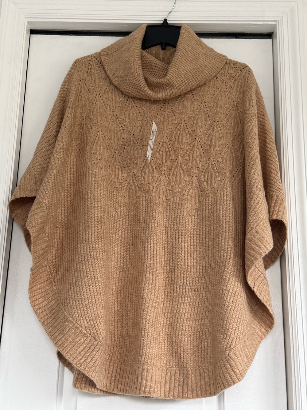 Charter Club Camel Cowl Neck Poncho Sweater